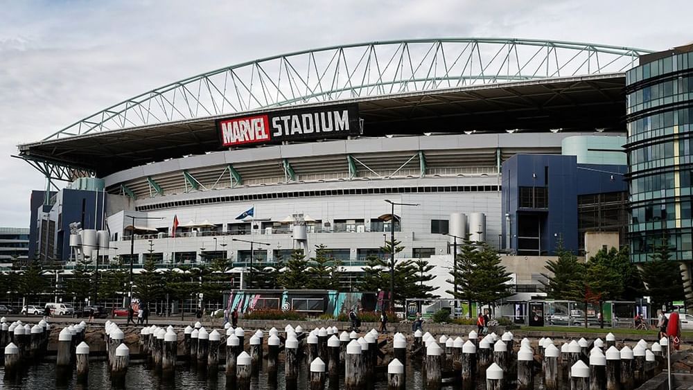 Exterior view of the Marvel Stadium near Quay West Suites Melbourne
