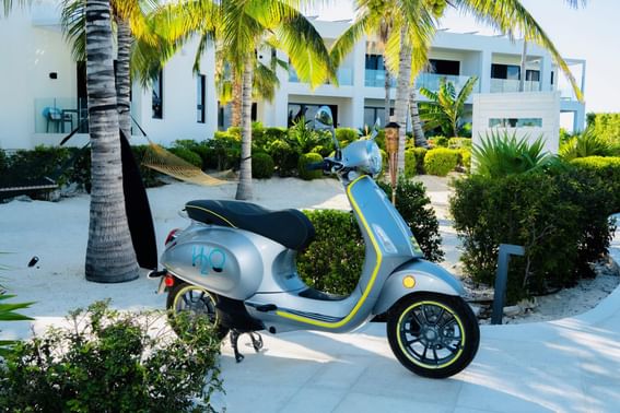 Scooter parked on the garden at H2O Life Style Resort