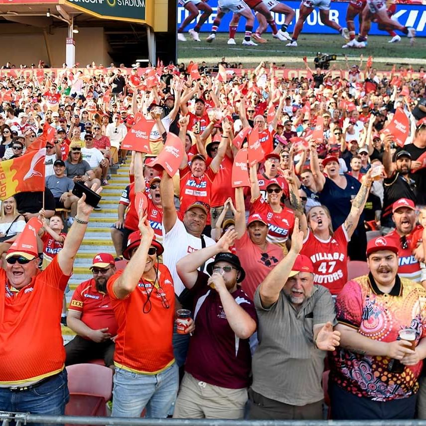 Suncorp stadium with full of people near Royal on the Park