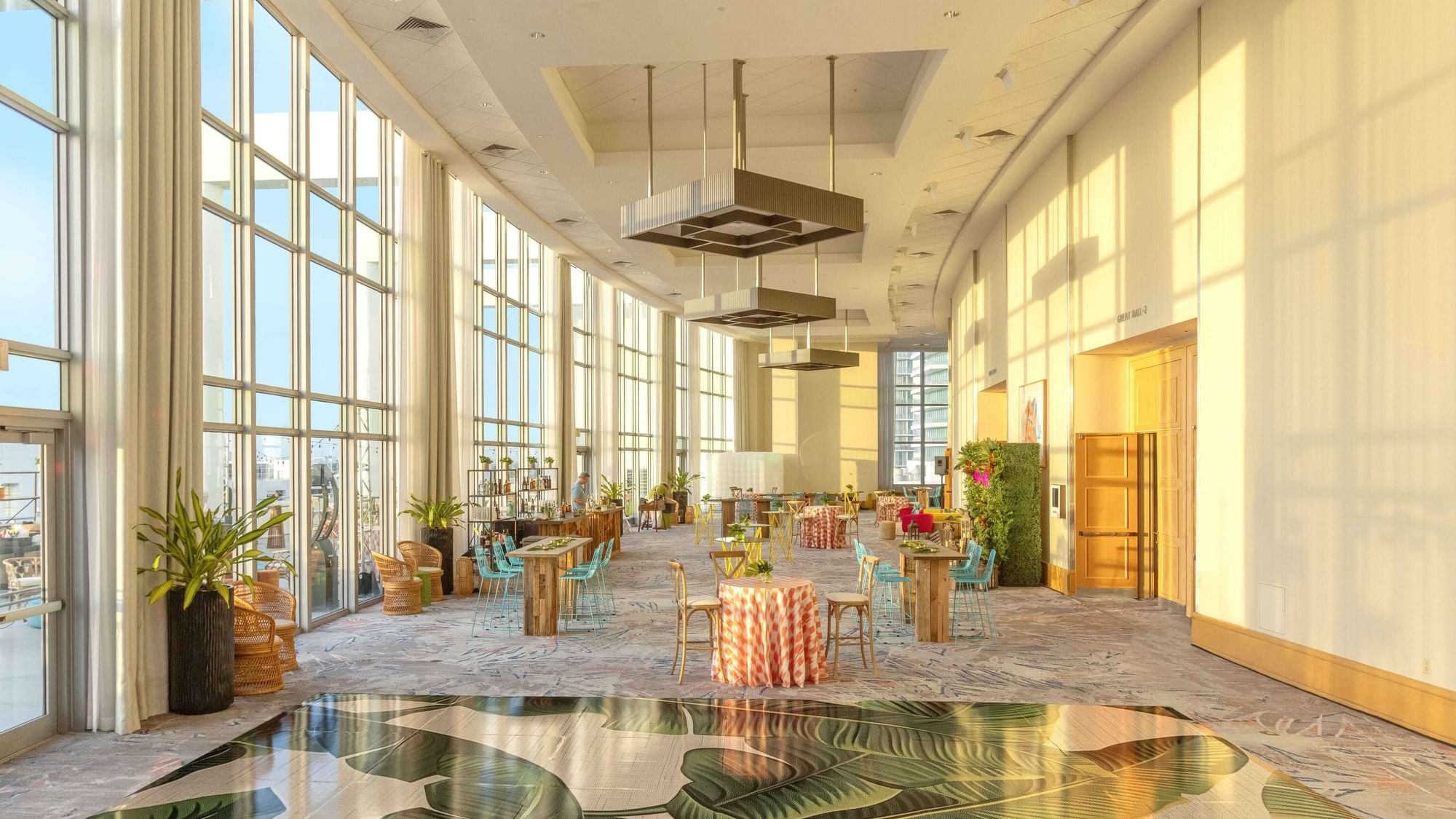 Table arranged for group gathering in Intracoastal Ballroom at Diplomat Beach Resort