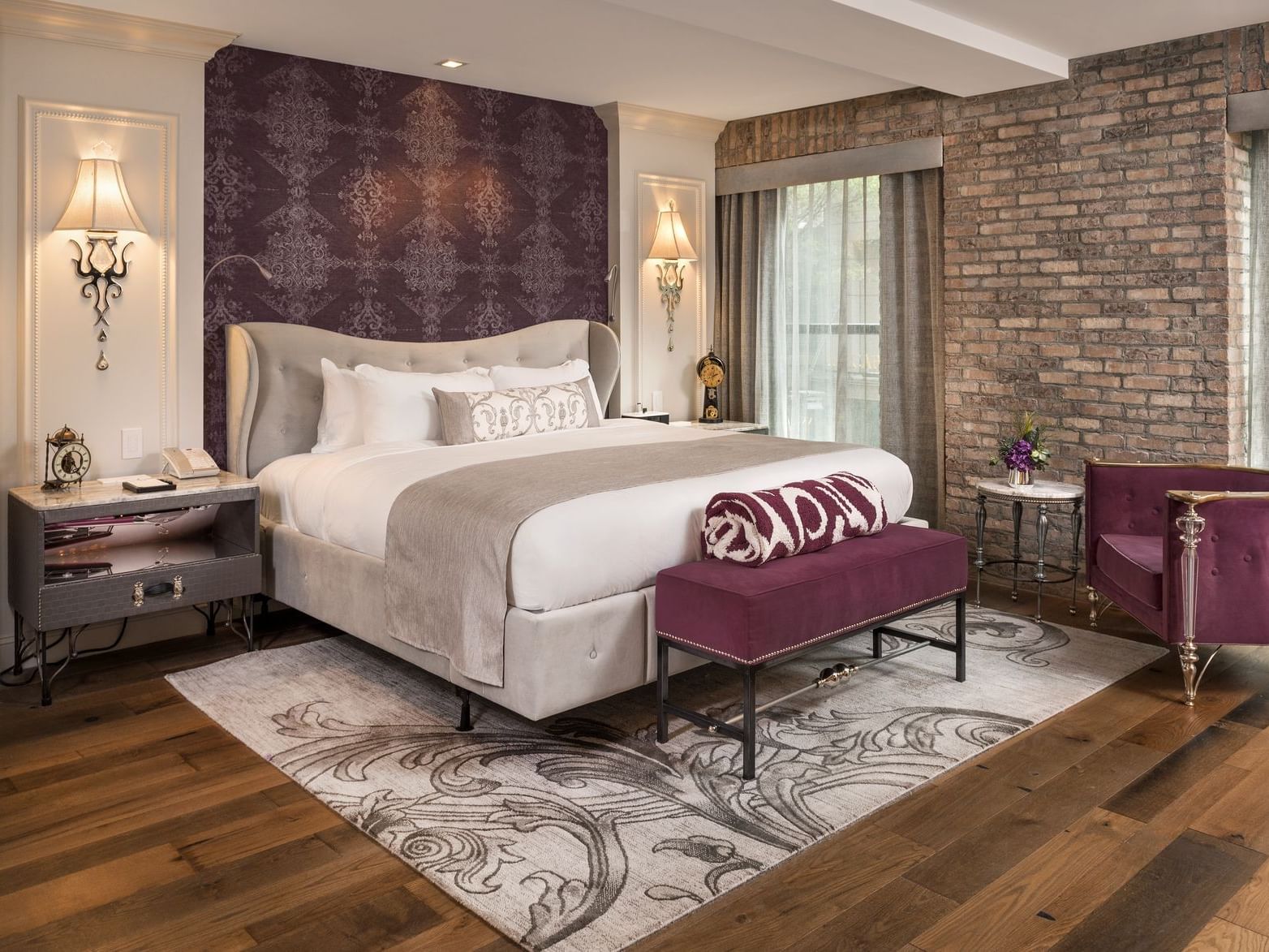 bed in cozy room
