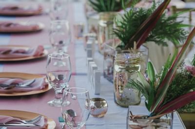 Dining table set-up for an event at  Bougainvillea Barbados
