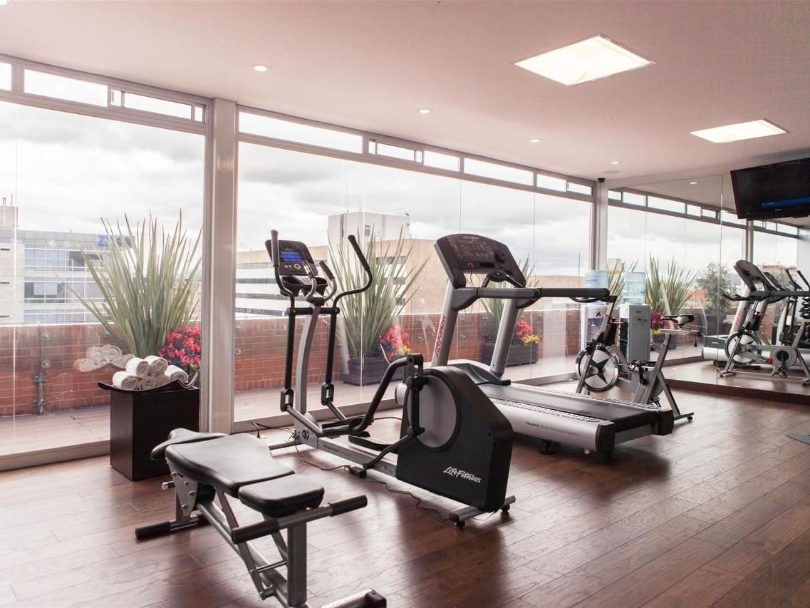 The gym and the fitness center at the hotel