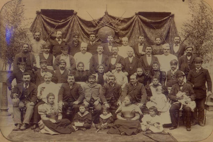 Black and white image of a group of people at Bettoja Hotels Group