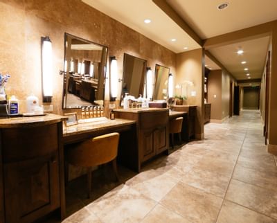 Close up on the vanities in the spa at Stein Eriksen Lodge