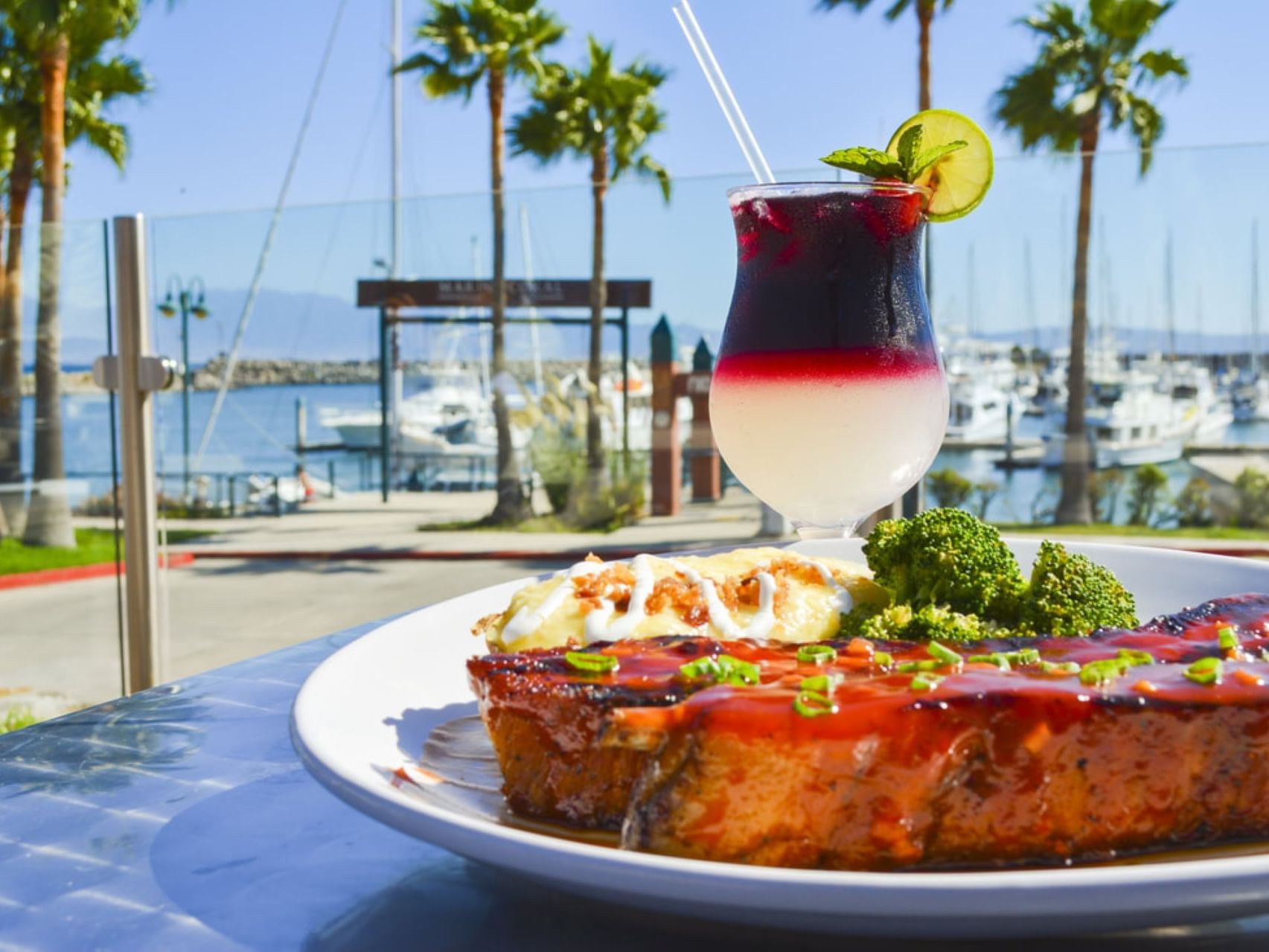 A dish served outdoors in Marina Grill at Hotel Coral y Marina