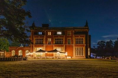 flexitent and gardens at night at easthampstead park in bracknell
