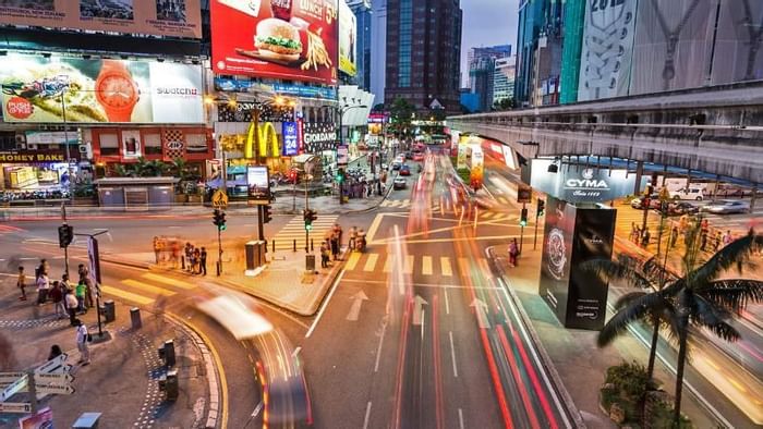 Bukit Bintang in Kuala Lumpur at night near Sunway Putra Hotel