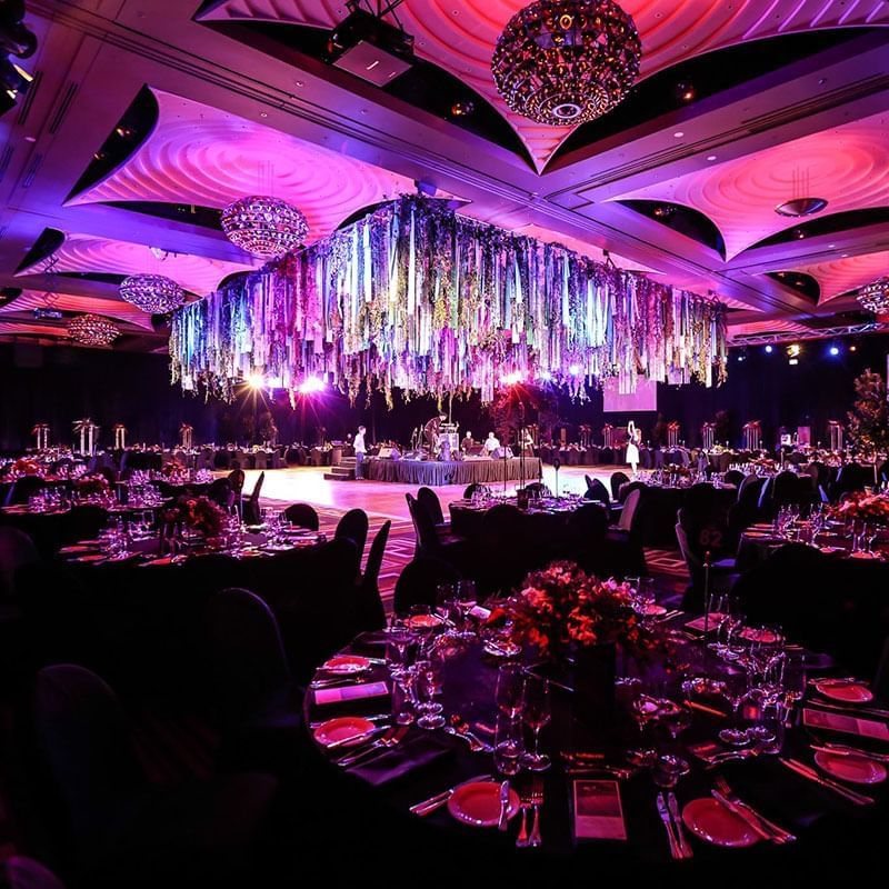 Event rooms setup with lights at Crown Hotel Melbourne