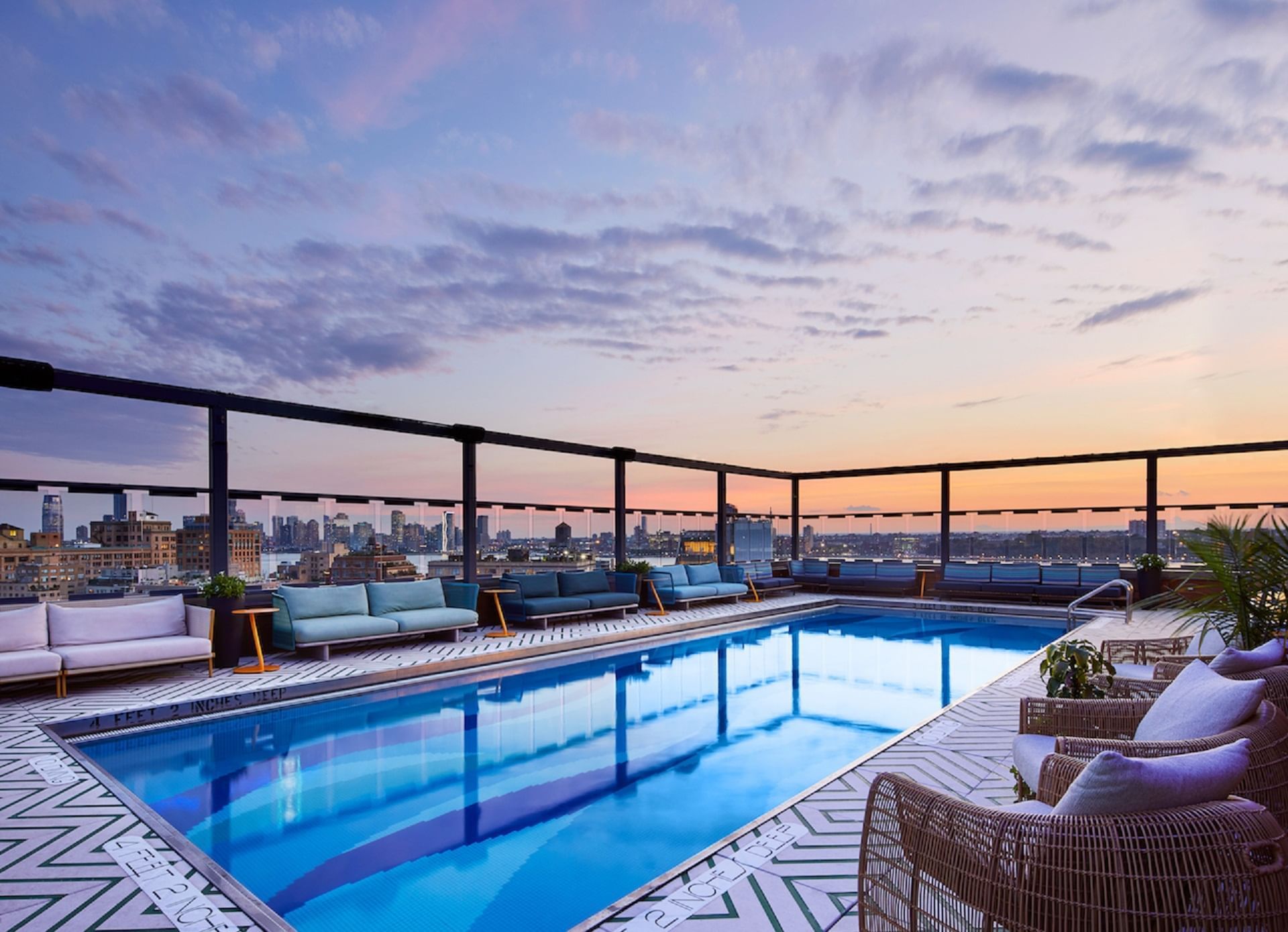 Lounge by the rooftop pool at Gansevoort Meatpacking NYC