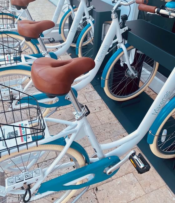 Bikes for rent at the beach Cruisers parking at Marenas Miami