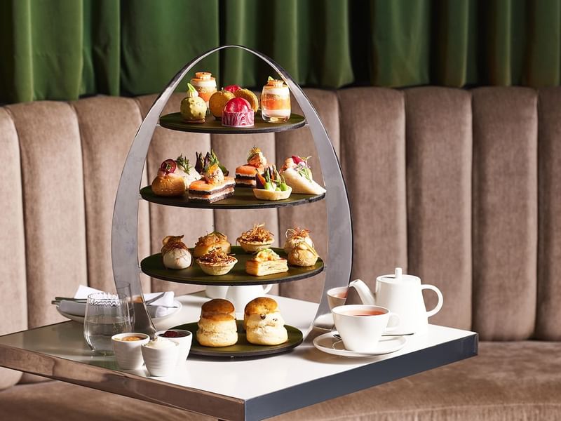 3-story platter served with tea at Crown Hotels