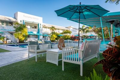 Seating Area with Umbrella by the Pool