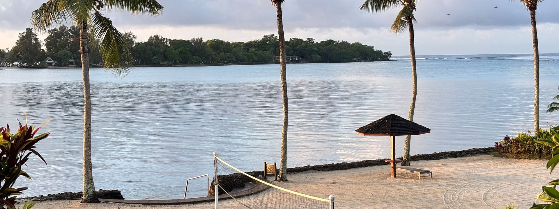 Beach volleyball area under palm trees at Warwick Le Lagon - Vanuatu, Efate