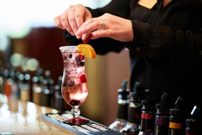 Close-up of making a mojito at The IowaStater Restaurant