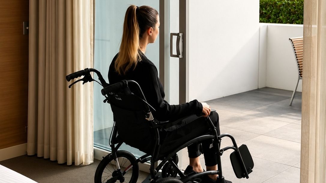 Wheelchair on to terrace