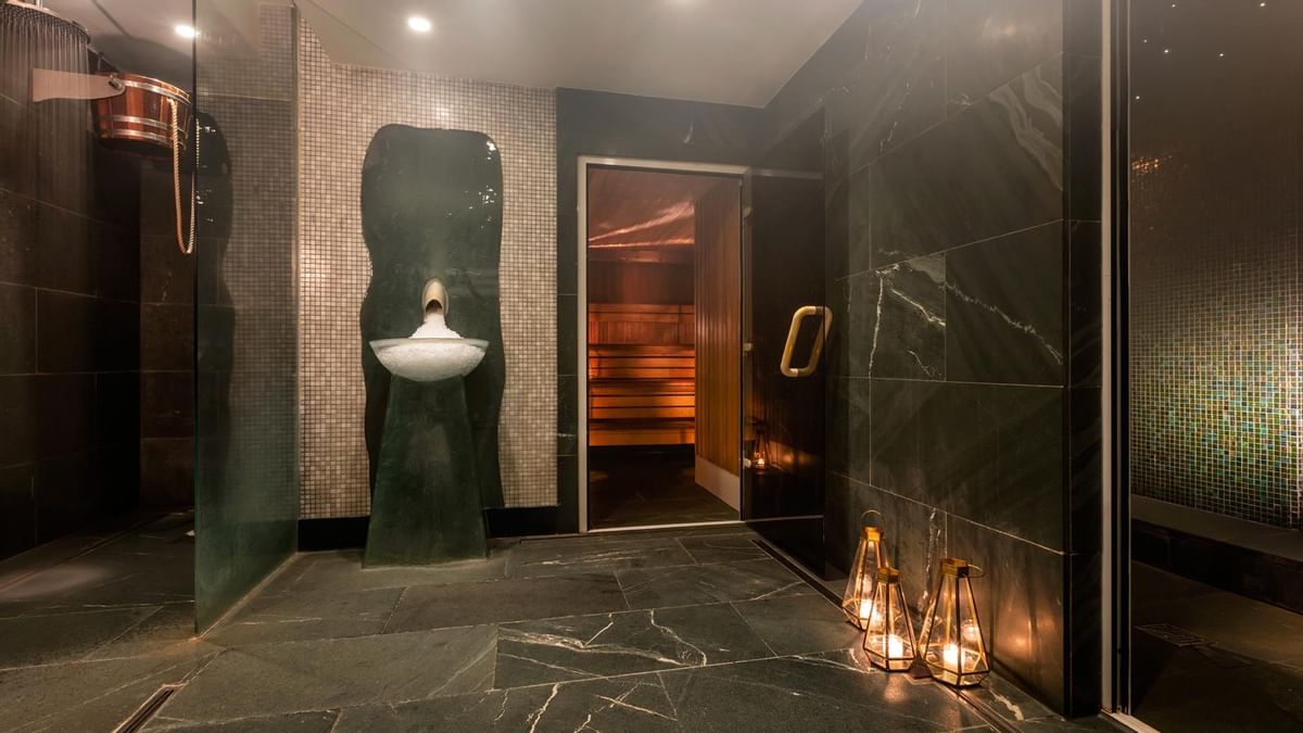A steam room in May Fair Spa at The May Fair Hotel London
