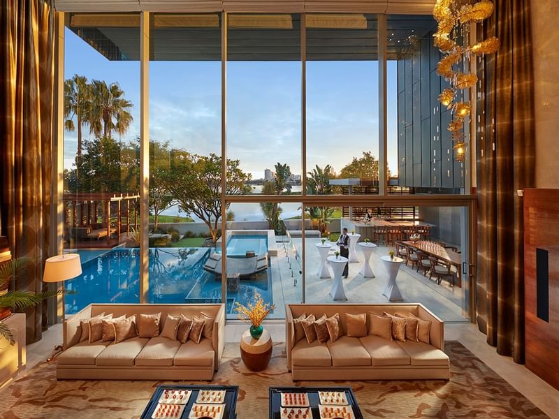 Lounge area by the pool at Crown Towers Sydney