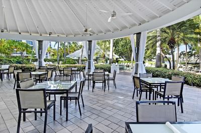 Table arrangement in Outdoor dinning area at Aqua Bar