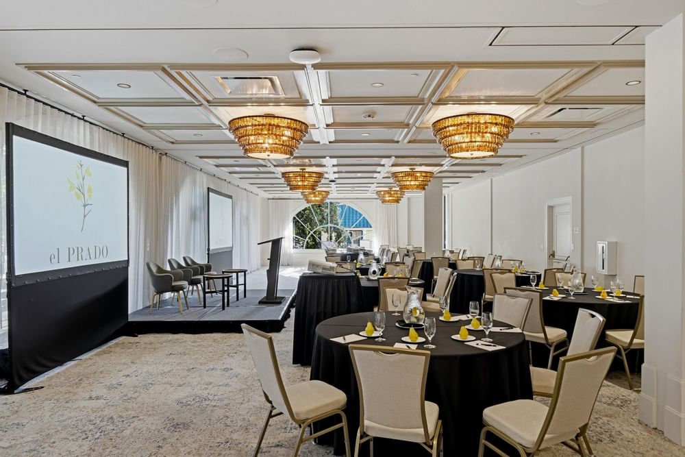 corporate meeting room set up at el PRADO