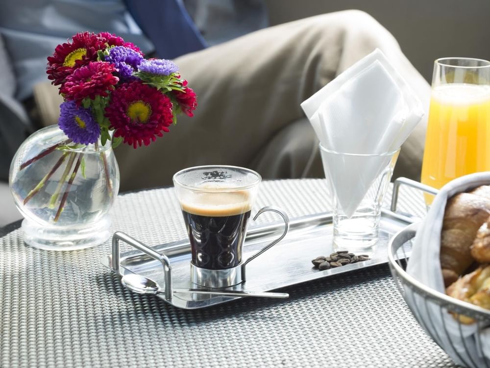 Close-up of Starbucks Coffee served on a table at Fiesta Inn
