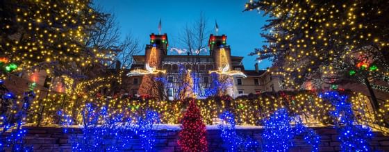 Hotel Colorado decorated with Christmas lights