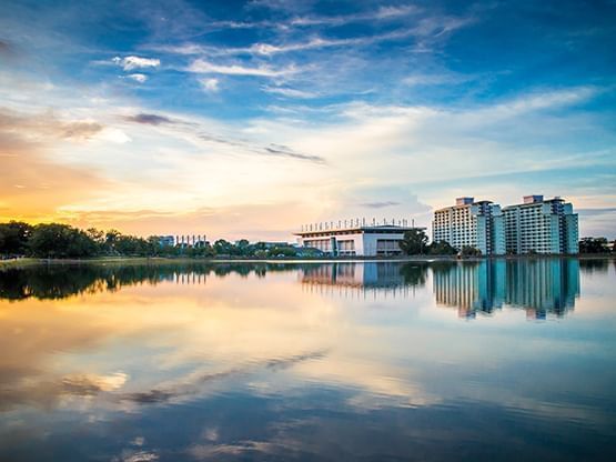 Water reflection shot of Prince of Songkla University near Hop Inn Hotel