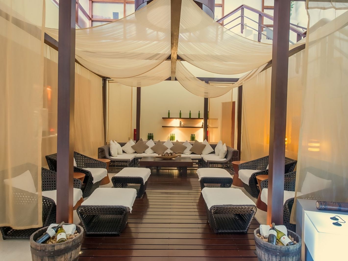 Spa Lounge area with offered wine at La Colección Resorts