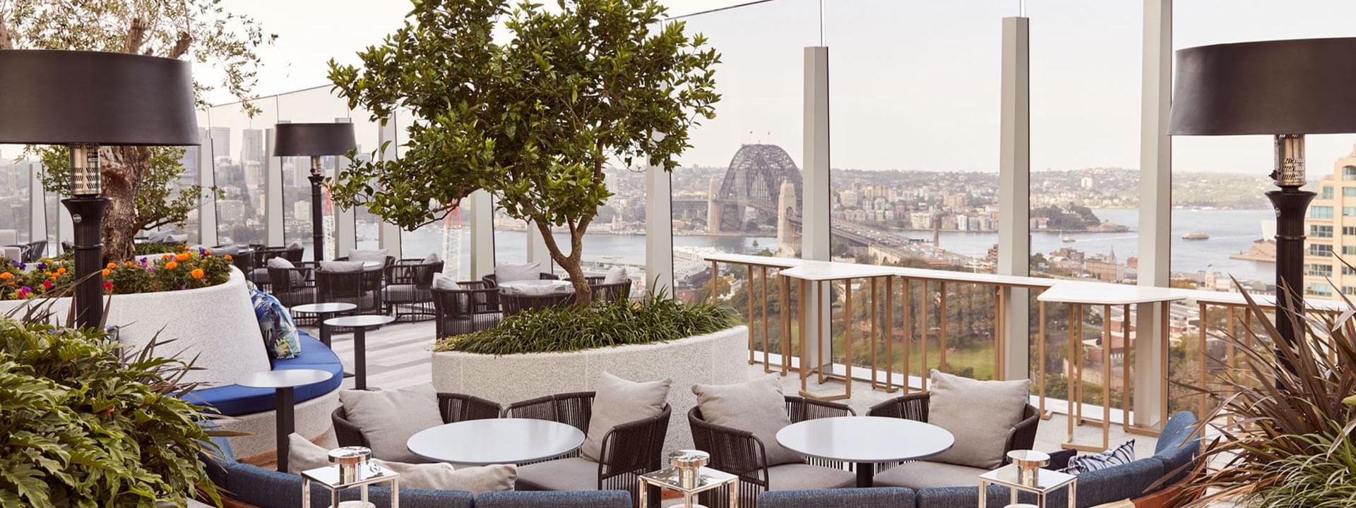 Rooftop Lounge area in CIRQ terrace at Crown Towers Sydney