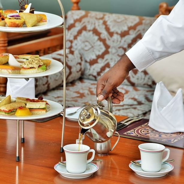 An Afternoon tea with baked goods served at Polana Serena Hotel
