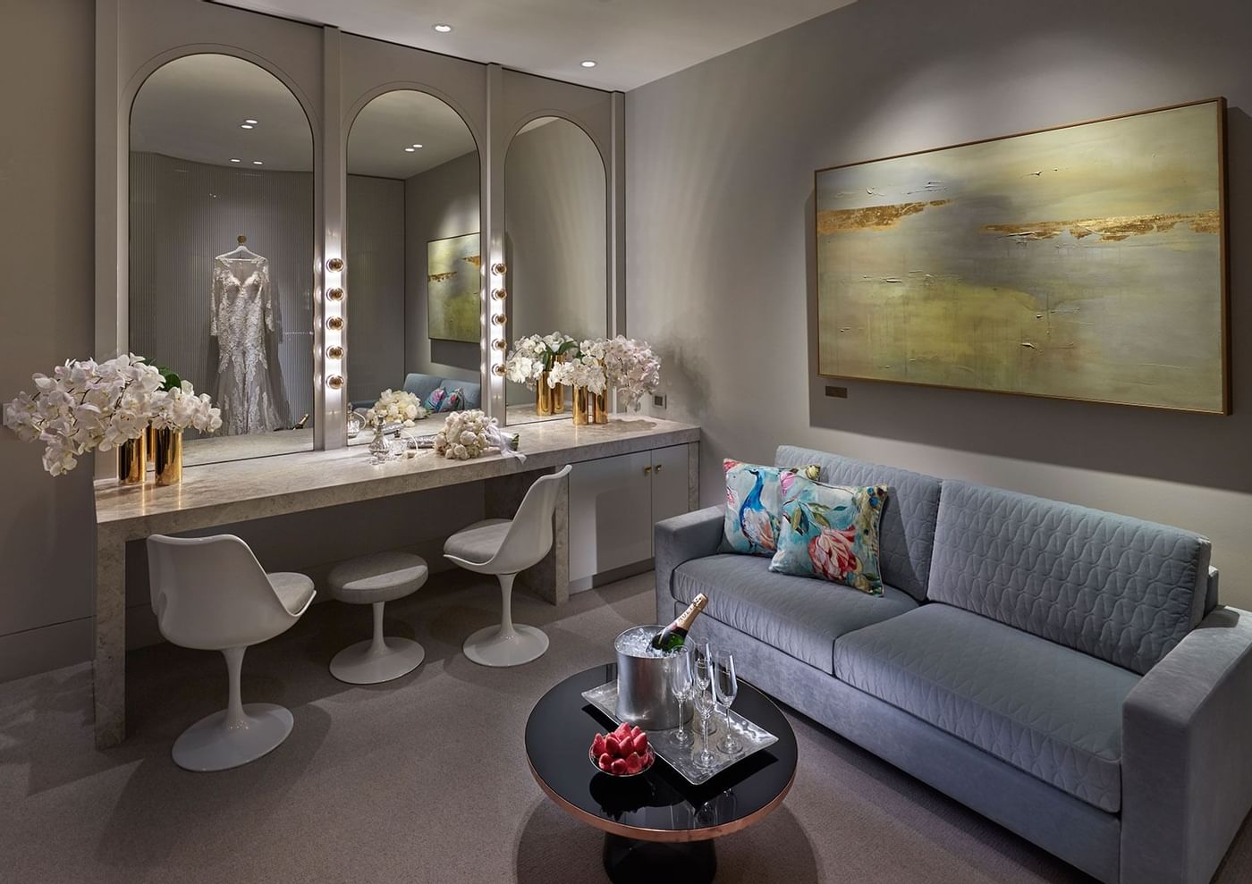 A dressing area in a Hotel room at Crown Hotel Perth