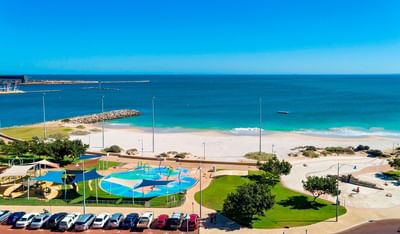 Beach & street view from a Suite at Ocean Centre Hotel