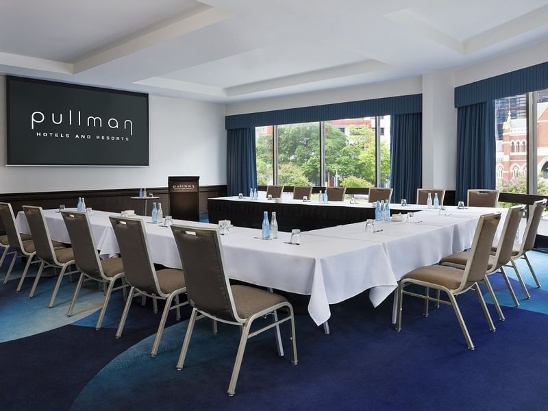 U-shaped boardroom with chairs in King George Room at Pullman & Mercure Brisbane King George Square