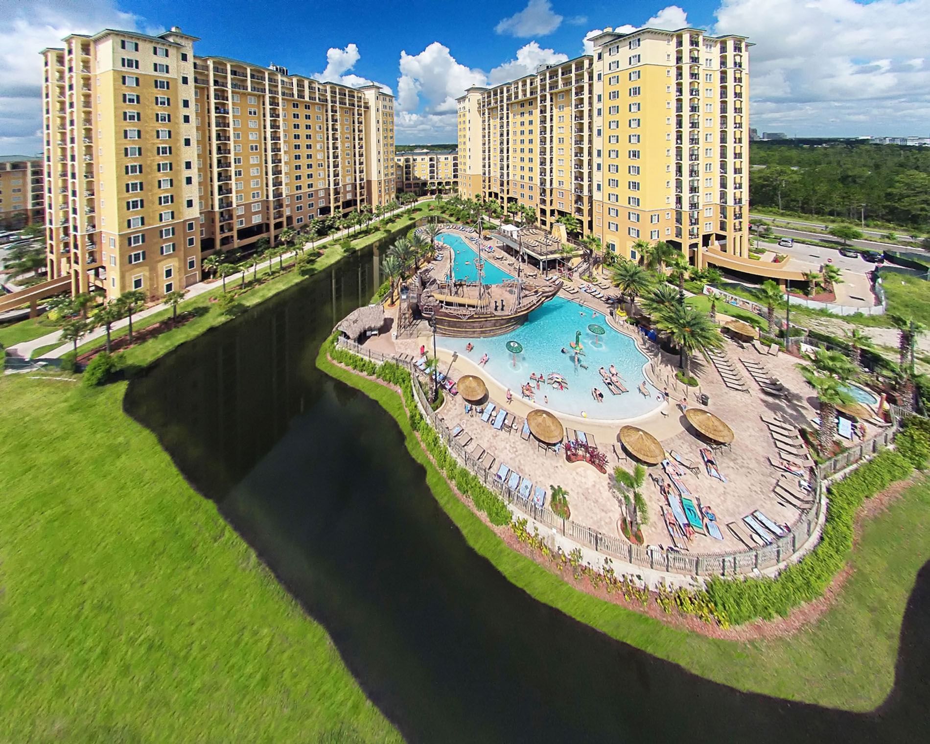 Aerial view of Lake Buena Vista Resort Village & Spa with outdoor pool