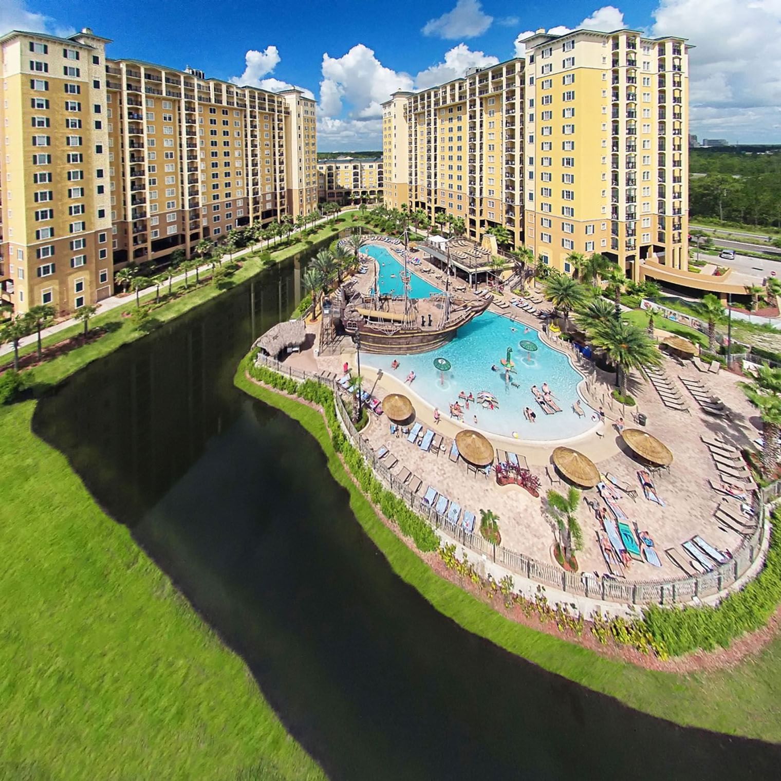Aerial view of Lake Buena Vista Resort Village & Spa with outdoor pool