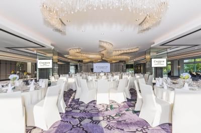 Banquet tables in Chatrium Ballroom at Chatrium Hotel