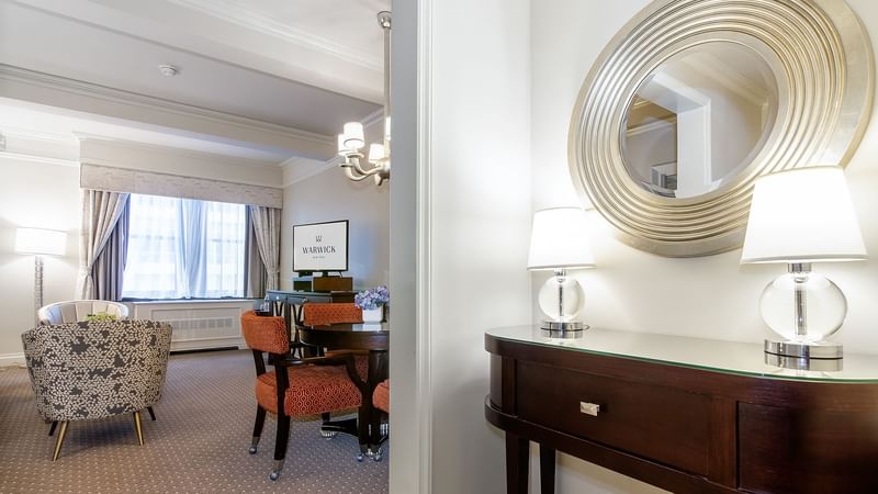 Living area in Premier City View Suite at Warwick New York