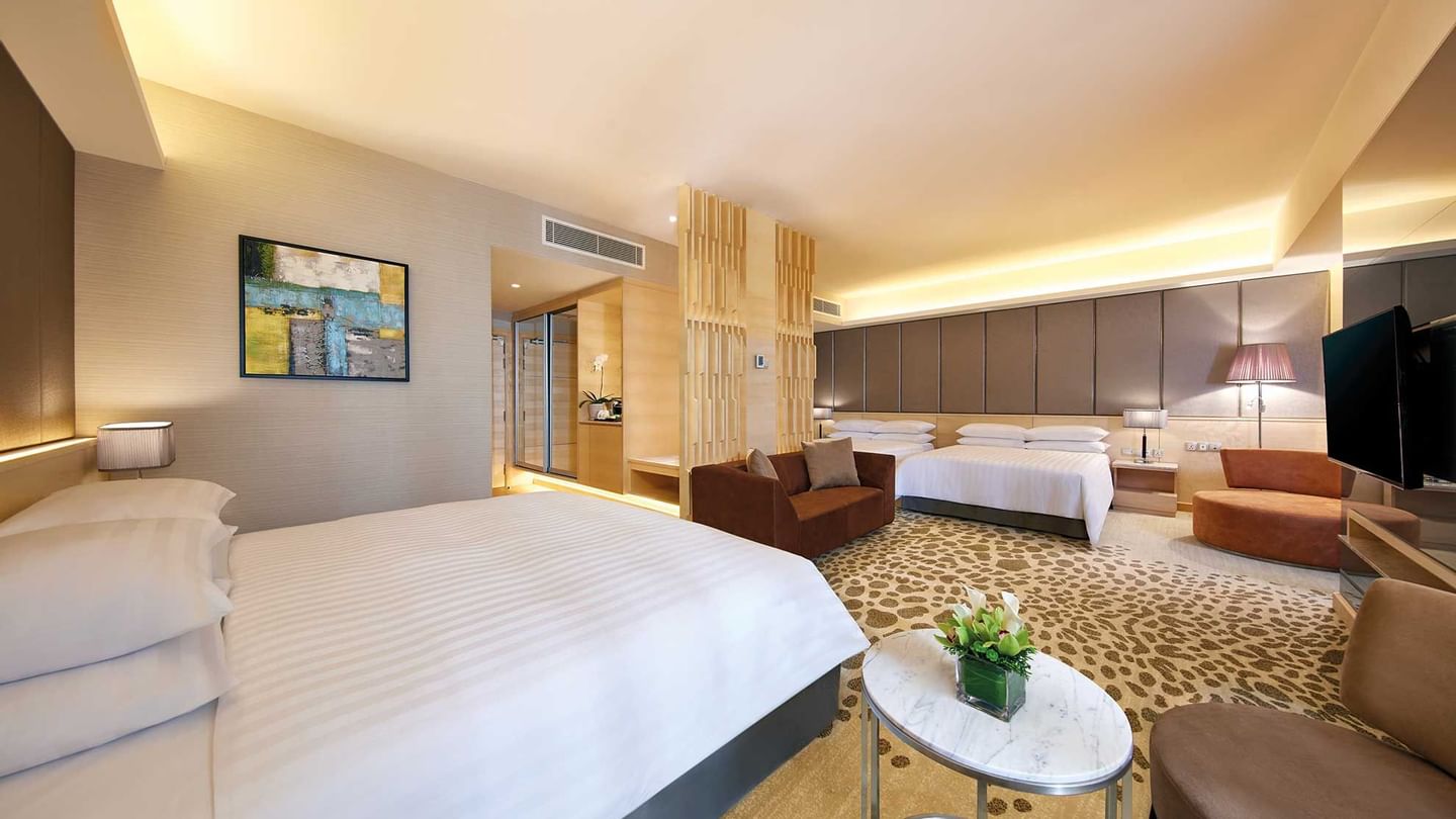 Work desk by the bed in Deluxe City View King at Sunway Hotel Hanoi