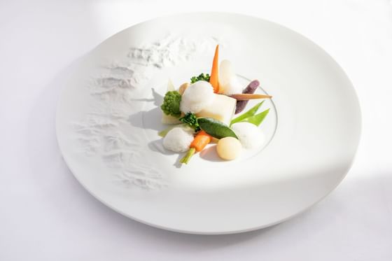 Close-up of a plate of salad served at Liebes Rot Flueh