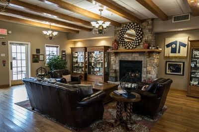 Interior with sofas and wall decorations of Marv Herzog Hotel