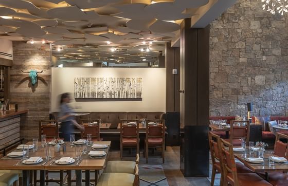 Indoor dining area of FIGS Restaurant at Hotel Jackson