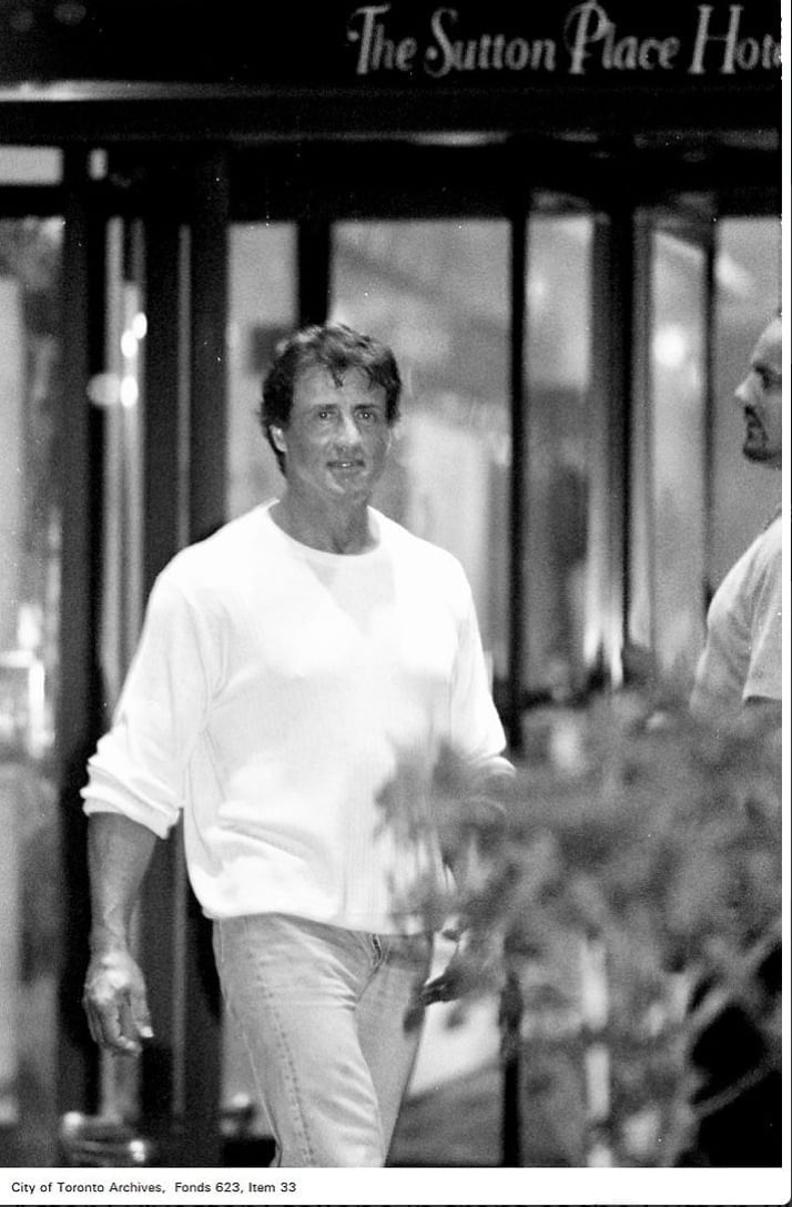 Sylvester Stallone outside The Sutton Place Hotel  