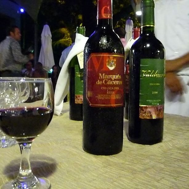 Close-up of Spanish wine bottles tasting at Blue JackTar Hotel