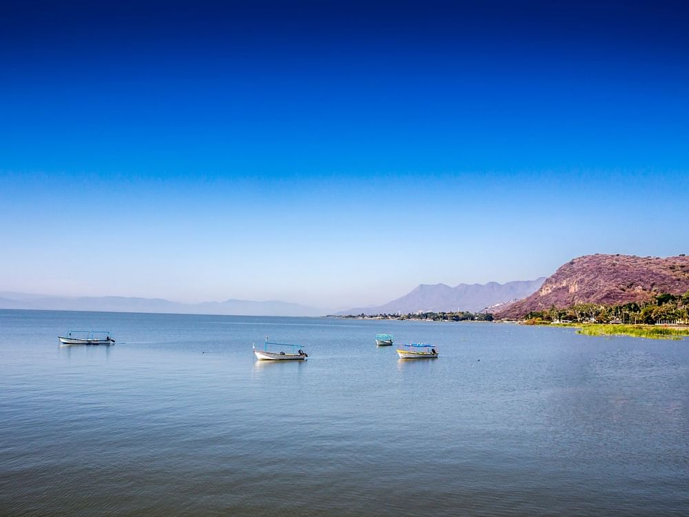 Boats in Chapala Lake Village near La Colección Resorts