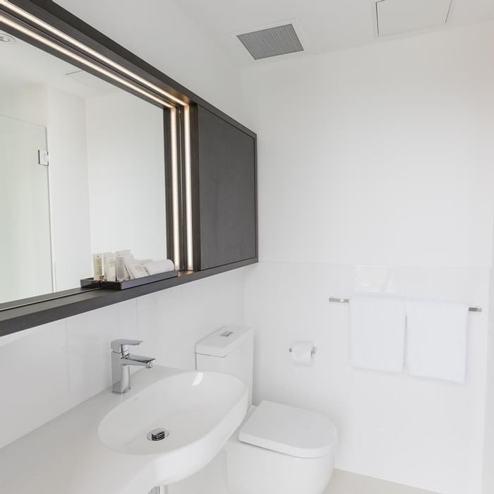 Bathroom vanity and lavatory in Standard Room One Queen Bed at Ibis Adelaide