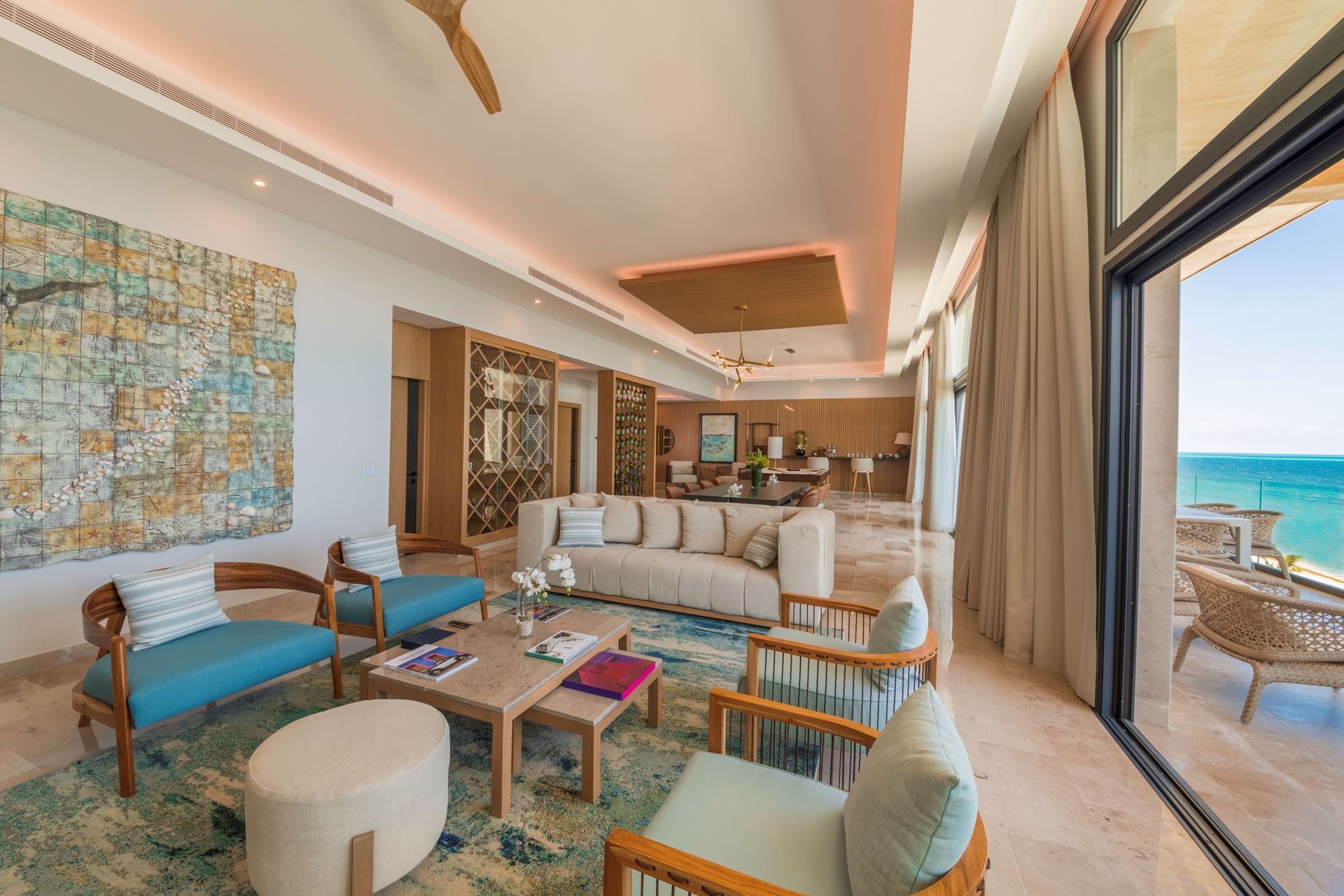 Living area of Presidential Suite at Haven Riviera Cancun