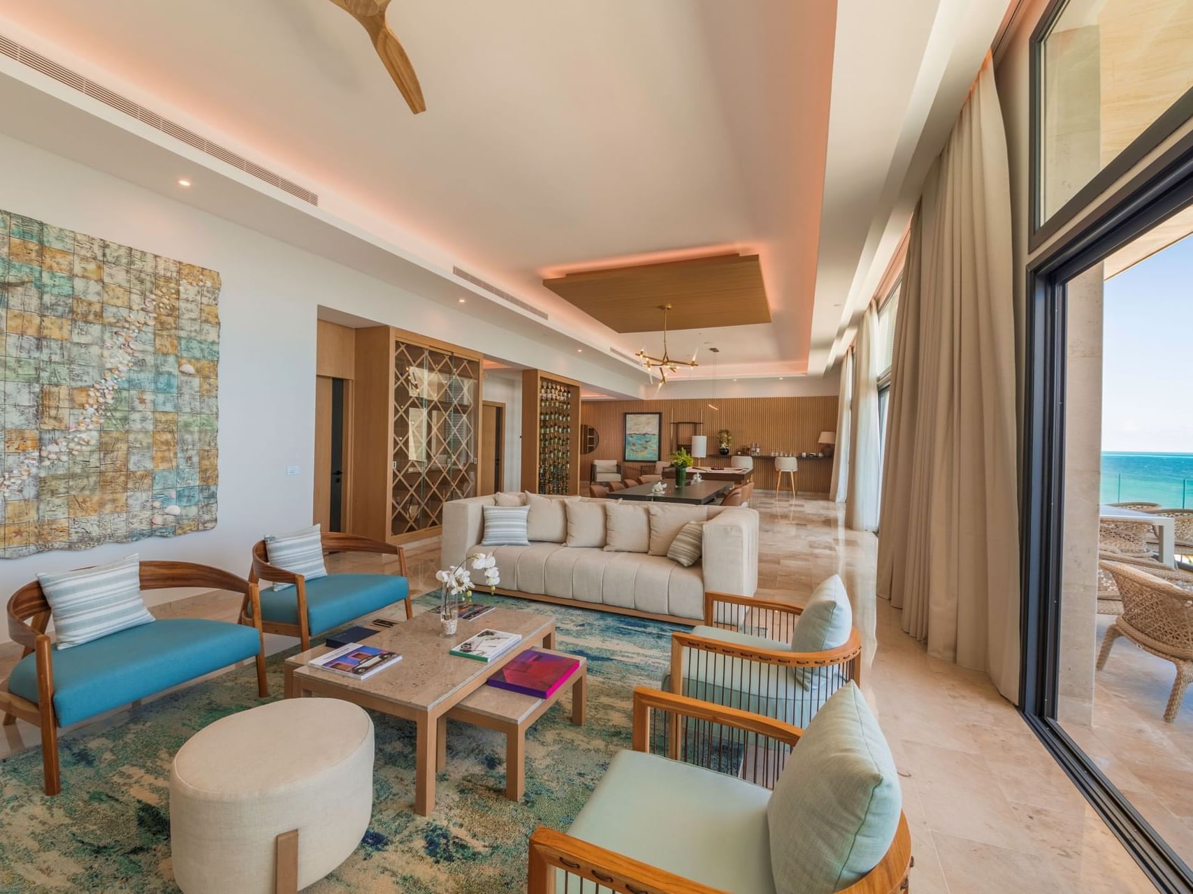 Living area of Presidential Suite Ocean Front at Haven Riviera Cancun