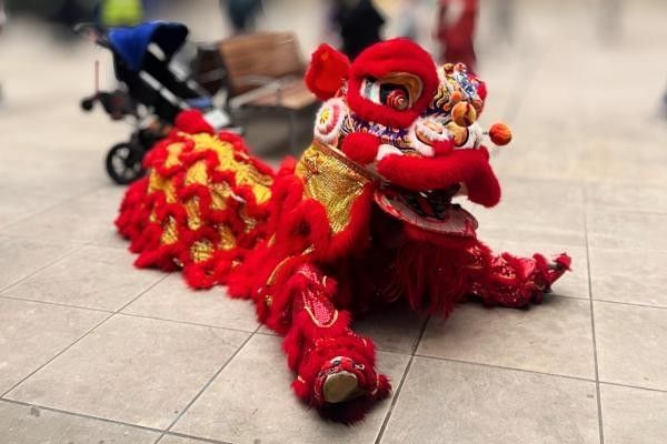 Lion dance character at Woking Chinese New Year event