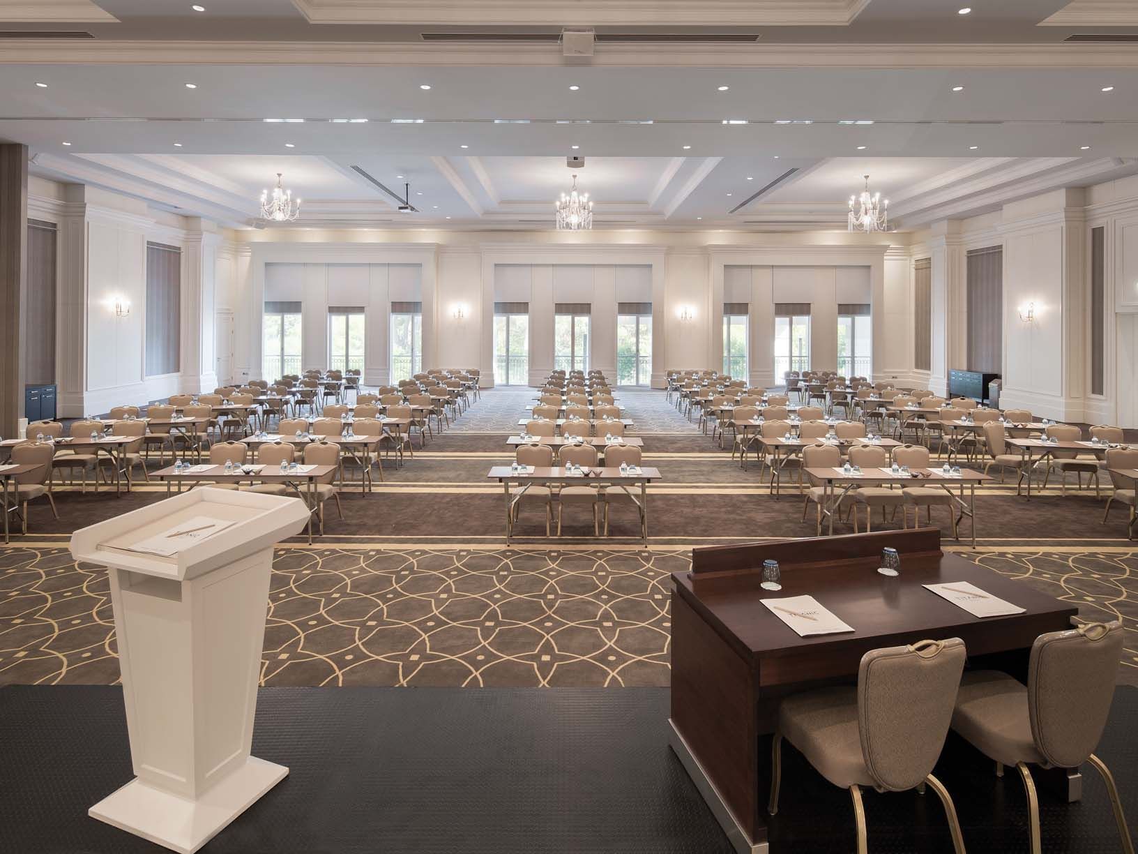 Classroom set-up in Atlantic Main Saloon at Titanic Deluxe Golf Belek