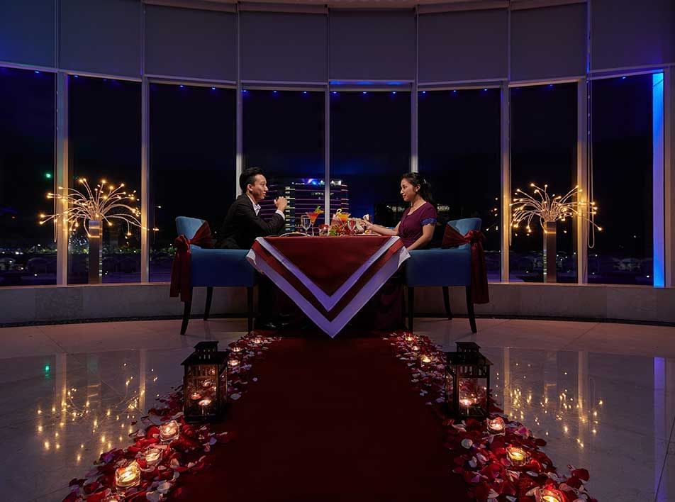 a serene indoor candlelight dinner for two at Lexis Hibiscus Port Dickson